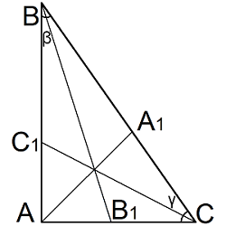triangle priamoug bisectrisa